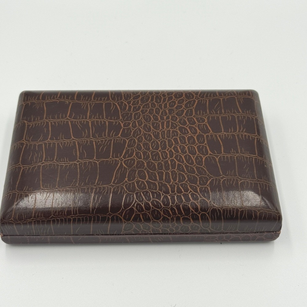 Vintage Croc Style Jewelry Box Small Brown Hinged Case